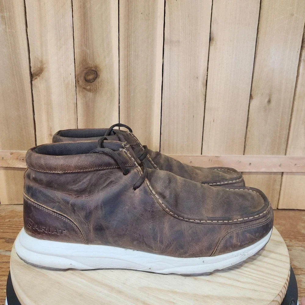 Ariat Spitfire Boots Mens 12EE Brown Leather Chukka Ankle Casual Comfort Lace Up
